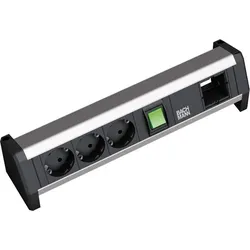 Bachmann Steckdosenleiste 3/1-fach schwarz 35° DESK 902.017 mit Ein/Aus IP20