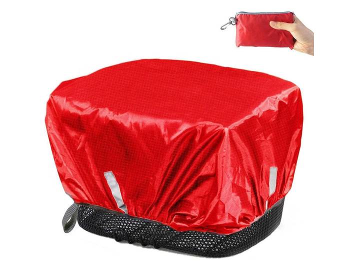 Fahrradkorbabdeckung wasserdicht mit Reflektorstreifen bis 45x45cm Rot, 30x45x45 cm, Freizeit & Co, Sport & Fitness, Fahrräder, Fahrradzubehör