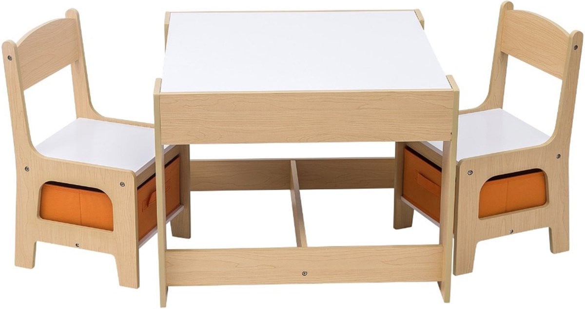 Happyment Kindertafel met 2 Stoeltjes - Wit