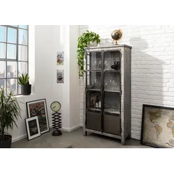 Vitrine Mango  90x40x180 grau lackiert HEAVY INDUSTRY #141