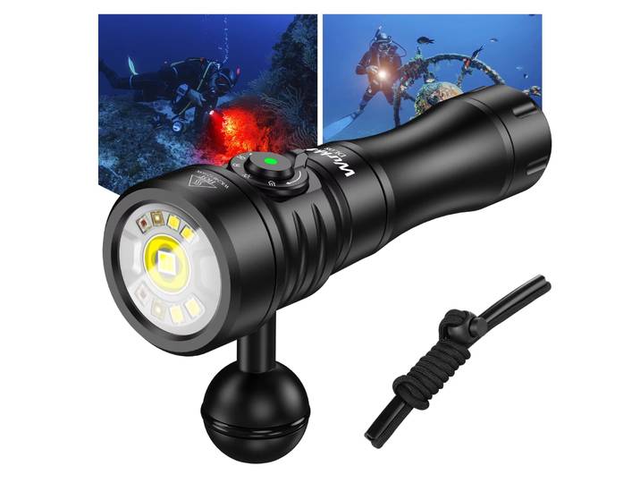 Wurkkos DL08 lampe de plongée 3600LM lampe de poche Rechargeable 660nm lumière rouge 365nm torche UV 21700 lanterne sous-marine interrupteur magnétique
