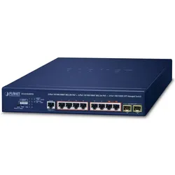 Planet 2Port GE 802.3bt + 6Port GE 802.3at + 2Port 1000X SFP (8 Ports), Netzwerk Switch, Blau