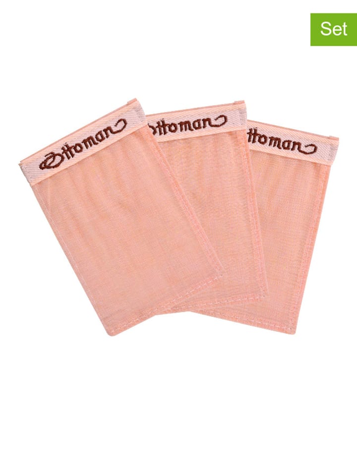 Ottoman 3er-Set: Seiden-Peelinghandschuhe in Orange - (L)11 x (B)8 cm - onesize