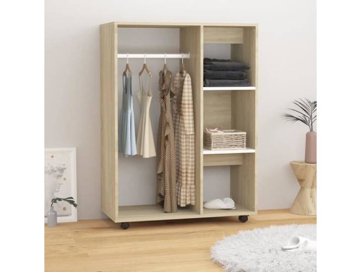 Garde-robe - Blanc et chêne sonoma - 80x40x110 cm - Aggloméré