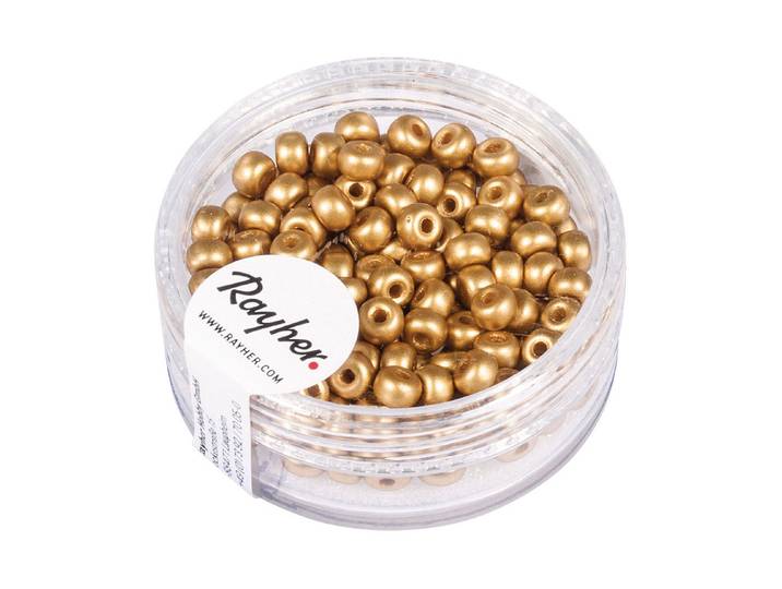 Rayher Rocailles Gold Matt ⌀ 4 mm 150 Stück
