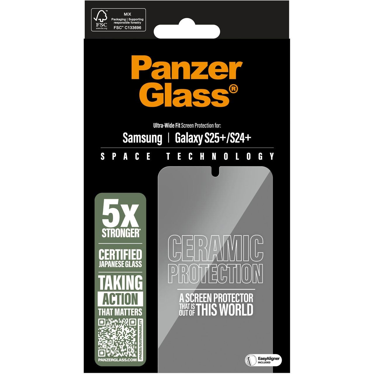 PanzerGlass Ceramic Screen Protector Samsung Galaxy S25+ Ultra-Wide Fit