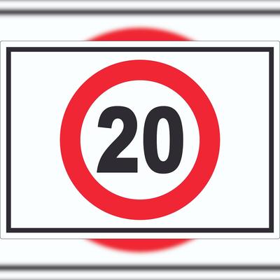 HB-Druck Tempo 20 km/h Geschwindigkeitsbegrenzung Aufkleber Symbol A4 (210x297mm)
