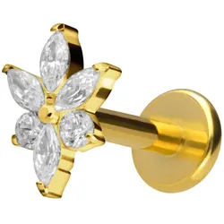 Titan Labret mit Innengewinde KRISTALLBLUME