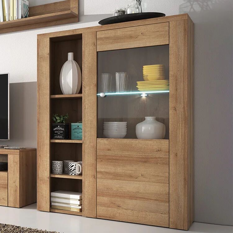 garneroarredamenti Credenza alta 100x145h cm 1 anta moderna rovere Paloma 2
