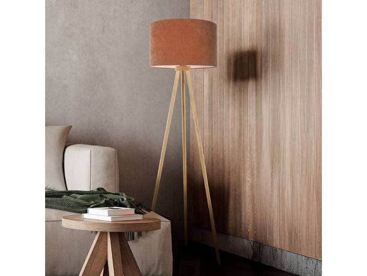Lampadaire Ø 62cm Marron/Marron Velours côtelé E27