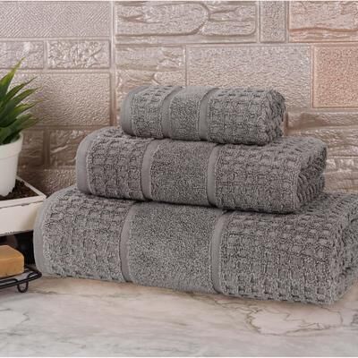 Superior Napa Zero Twist Cotton Waffle 3 Piece Bathroom Towel Set