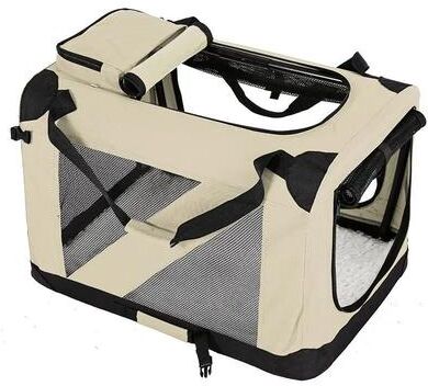 Uplifted Goods Folding Travel Pet Cage Kennel For Dogs And Cats beige m 72x52x52cm