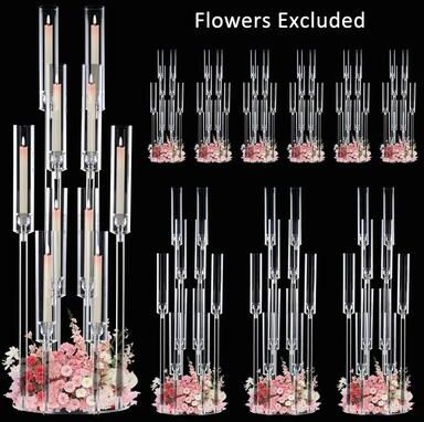 Inspired Living Clear Acrylic Candelabra 10 Arm Wedding Centerpiece Candle Holder Set For Elegant Table Decor Clear Acrylic Candelabra 10 Arm Wedding Centerpiece Candle Holder Set For Elegant Table Decor