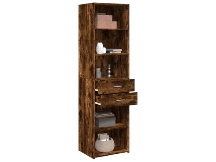 KTHLBRH Anrichte Eiche Rauch 50 x 42,5 x 185 cm Holz mehrschichtig Großer Stauraum, einfache Wartung, minimalistisches Design, inklusive Wandbefestigung