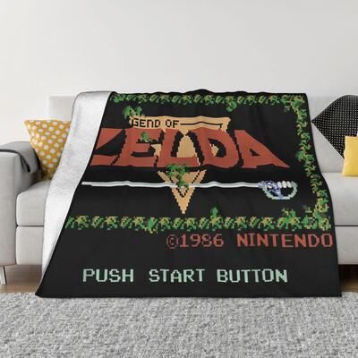Shop Station Zelda Blanket Classic NES Gaming Throw Blanket Soft Flannel Plush Throw For Sofa, Bed & Lounge black 30x40in