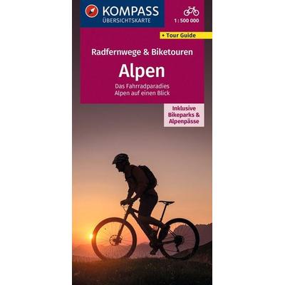 KOMPASS Radfernwegekarte Radfernwege & Biketouren Alpen - Übersichtskarte 1:500.000, Sonstige von , KOMPASS Freytag & Berndt, 978-3-99154-228-5