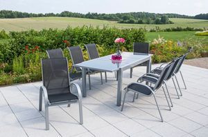 MERXXHANDELS Amalfi Set 9tlg 8 Sessel schwa Tisch 160(220)x100cm 09202023