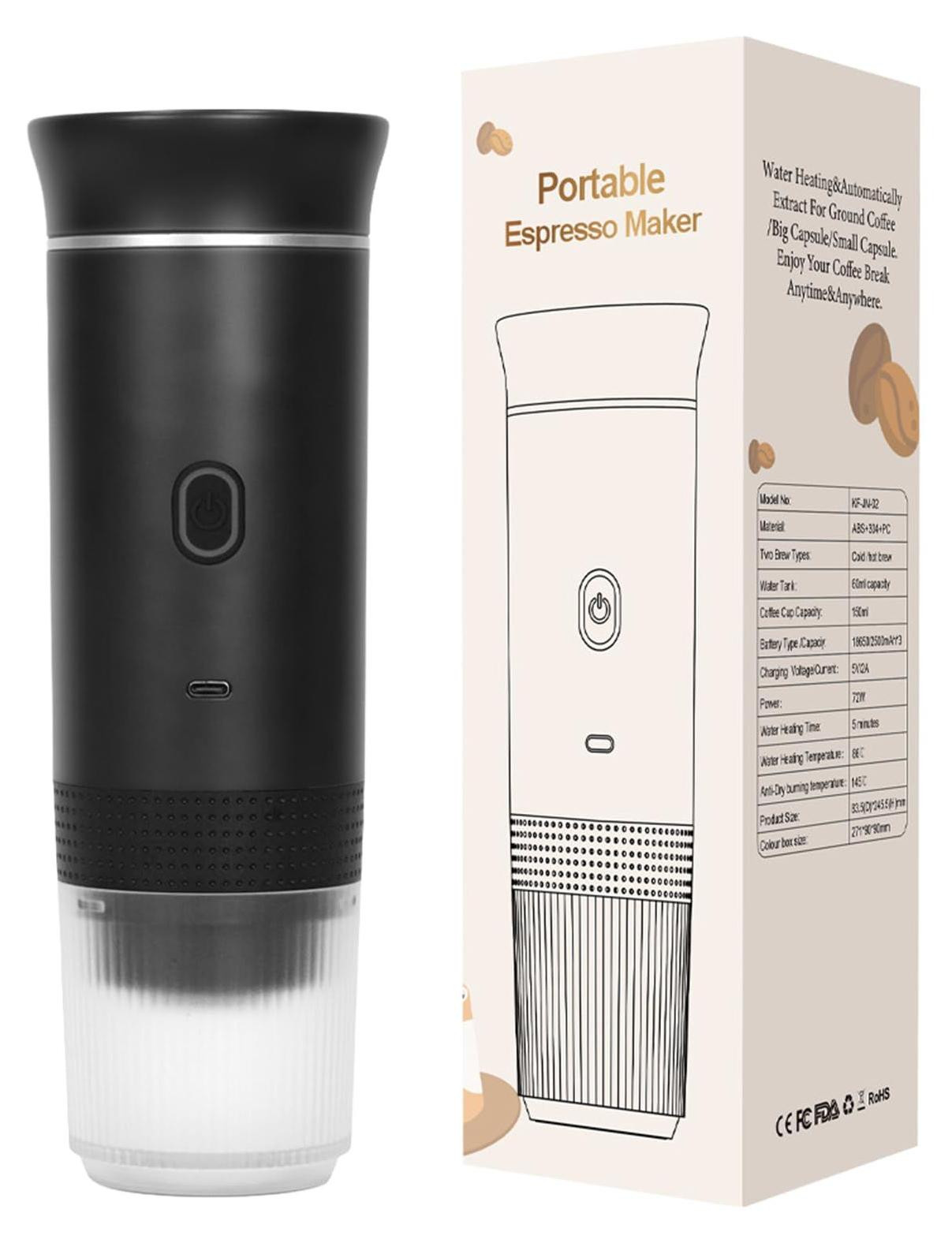 Selius Draagbare elektrische espressomachine | Mini-koffiezetapparaat met USB-C