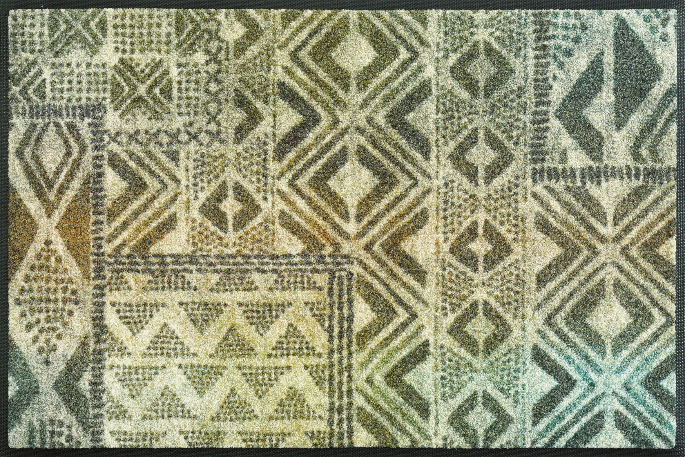Fussmatte "und Läufer Aztec Nomad", grün (bunt), B:50cm H:7mm L:75cm, Obermaterial: 100% Polyamid, WASH+DRY BY KLEEN-TEX, Teppiche, Fussmatte bunt B : 50cm 1 Stk., 7mm, L: 75cm