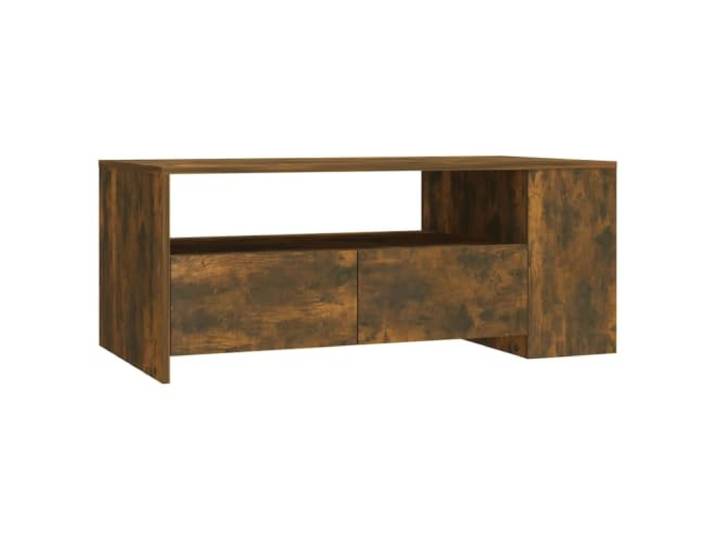 GHVBNMF Couchtisch Räuchereiche 102x55x42 cm Holzwerkstoff Sofatisch Vielseitiger Beistelltisch mit Schubladen und Ablagefach für das Wohnzimmer, pflegeleicht und stabil konstruiert.