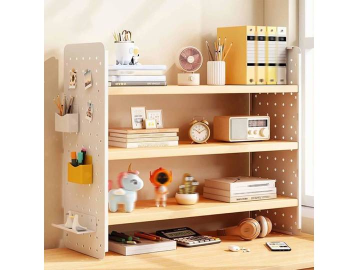 Étagère de Bureau - KZQ - Mini Étagère Vintage - Métal - Marron - Polyvalente et Robuste