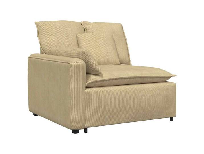 vidaXL Sofaelement Modulares Sofa Endmodul mit Armlehne Kissen Graugrün 100cm