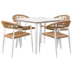 GARTEN-ESSGRUPPE, 5er-Set, weiß und braun