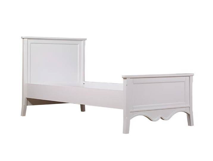 Xlmoebel Holzbett Weißes Bett aus Holz mit elegantem Design und getufteter Polsterung (Bett, 1-tlg., Weißes Holzbett), Made in Europa