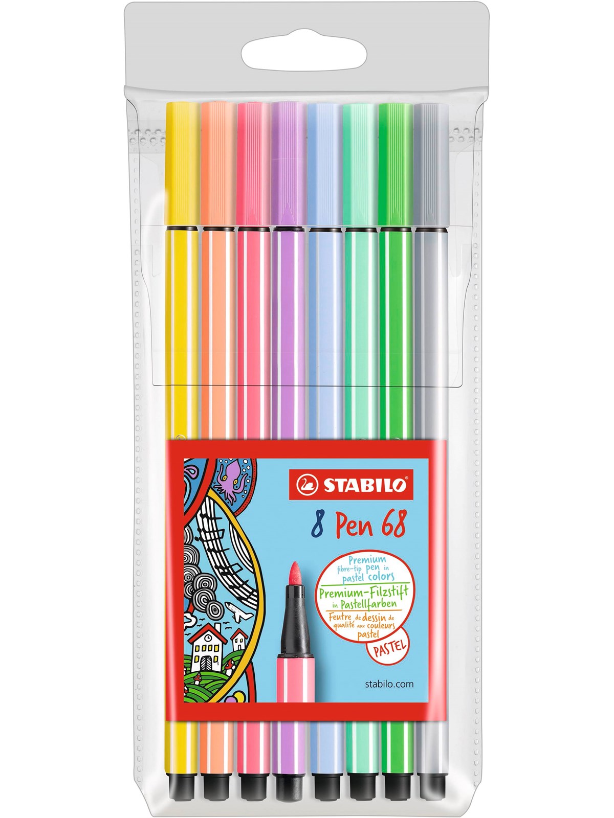 STABILO Premium-Filzstift - Pen 68 - 8er Pack - Pastellfarben