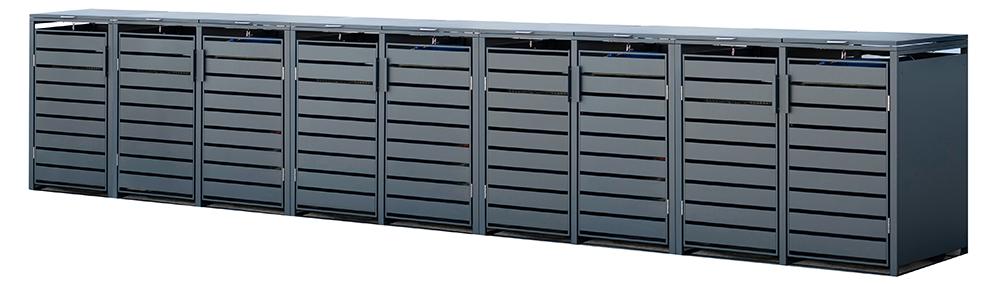Westmann Metall Mülltonnenbox Kubus 9er 9x240 L Anthrazit 596x80x116 cm