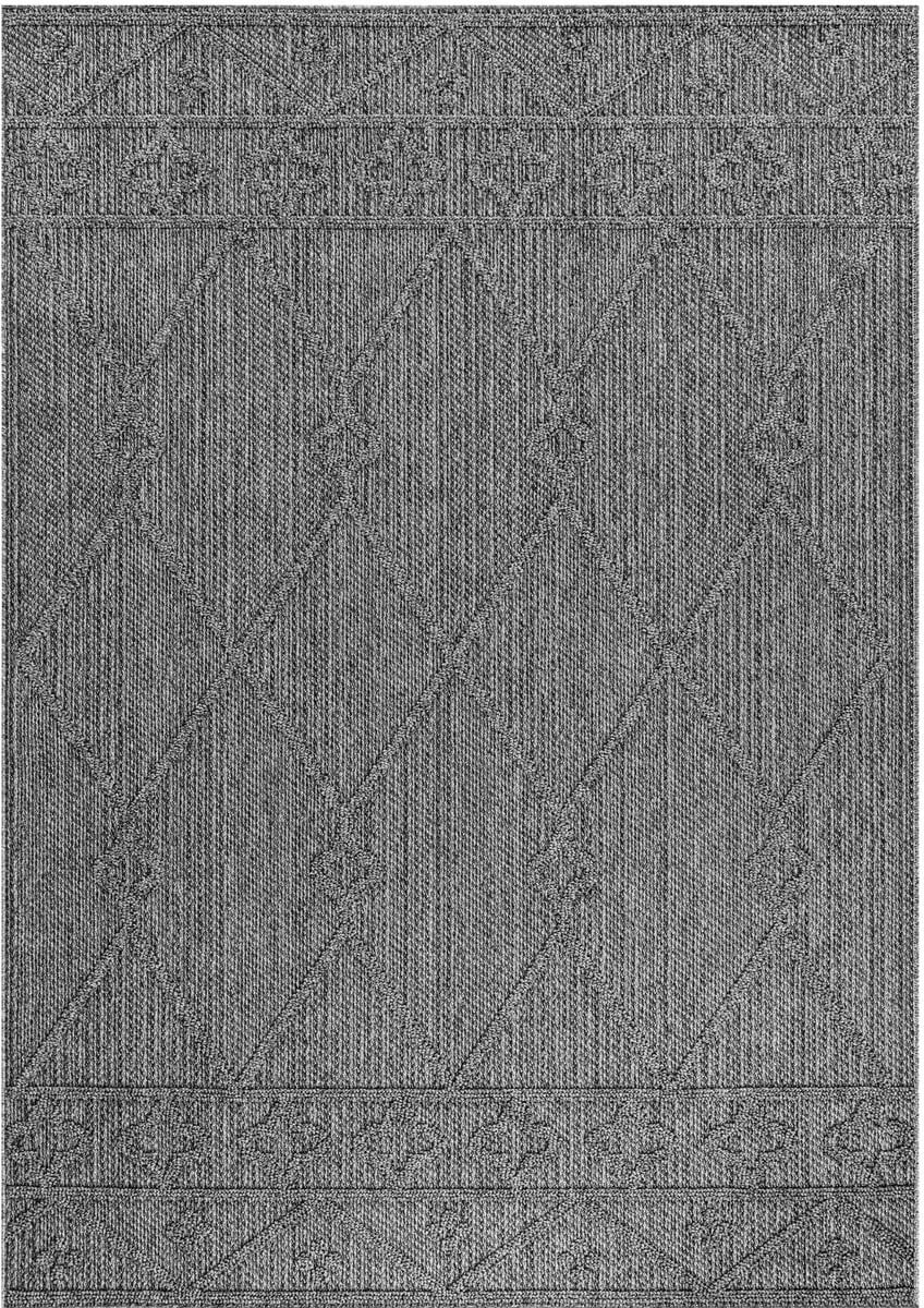 Scandinavisch Vloerkleed Patara Grijs met Geometrisch Patroon, Polypropyleen, 120 x 170 cm