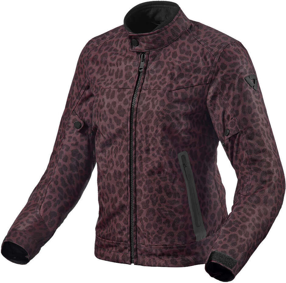 Giubbotto Moto Donna Rev'it SHADE H2O Lady Leopardo Rosso taglia M