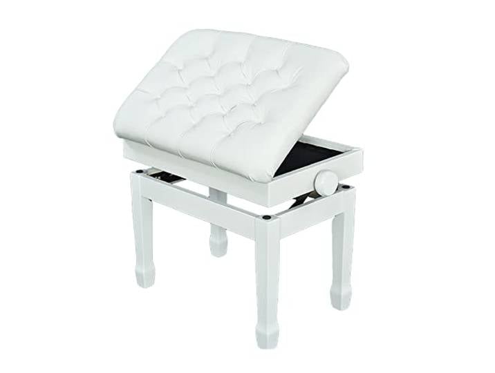 iumLeap Klavierhocker, verstellbare Klavierbank mit Notenfach, moderner Klavierhocker mit gepolstertem Sitz für Zuhause und Profis, Weiß