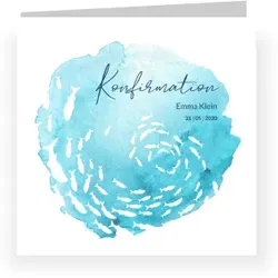 Einladungskarte Konfirmation: Fischschwarm in Weiß