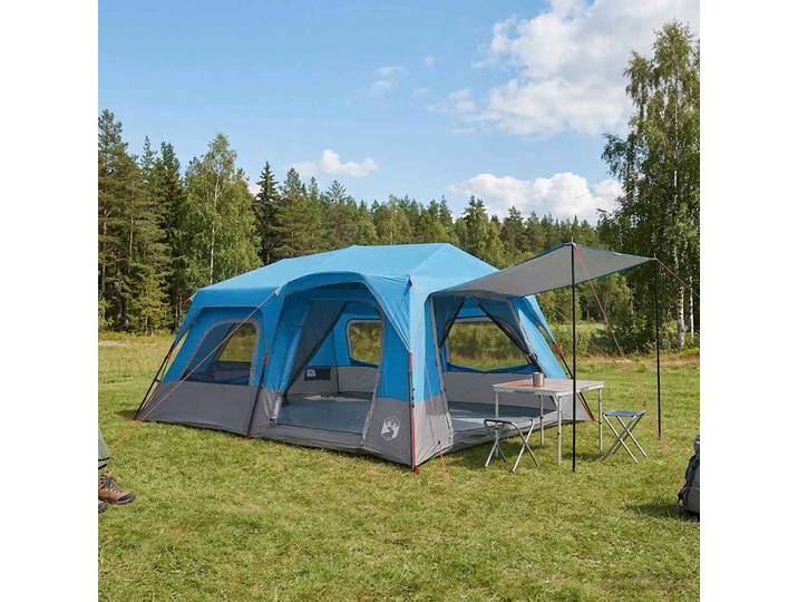 vidaXL Sofort Zelt 10 Personen Blau 185T Polyester mit PU-Beschichtung