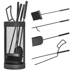 Outsunny - Kaminbesteck Set - schwarz