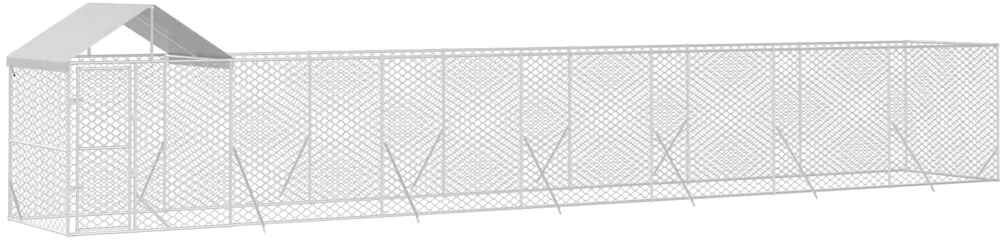 vidaXL Chenil d'extérieur pour chiens avec toit argenté 14x2x2,5 m