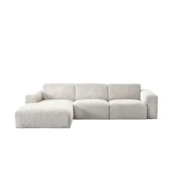 Ecksofa im modernen Breitcord Valja , beige , Maße (cm): B: 297 H: 75 T: 160.0