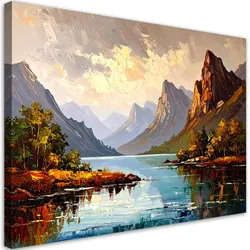 LEINWANDBILD Fluss Bäume Berglandschaft 60x40cm