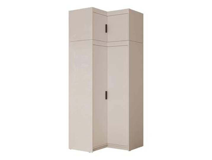 Mirjan24 Eckkleiderschrank Elena 2D mit Aufsatz (Beige) Geräumiger Kleiderschrank mit 9 Einlegeböden und Kleiderstange für Kleidung und Accessoires, B/H/T: 98/246/98 cm