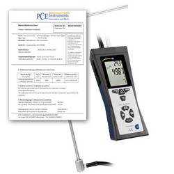 PCE Instruments PCE-HVAC 2-ICA Anemometer kalibriert (ISO) Luftdruck, Druck 0 - 50 °C mit Temperaturmessfunktion, mit Datenloggerfunktion