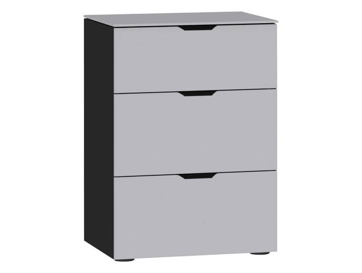 Nachtschrank, Schwarz & Hellgrau, 45x65x43 cm, Metall, 3 Schubladen, Jutzler