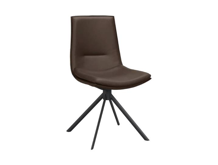 360° drehbarer Design Stuhl „Lowell“ - Echtleder Dunkelbraun Rowico