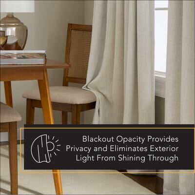 TOWN & COUNTRY LUXE ARLO Solid Linen Texture 100% Blackout Curtains 2-Pack
