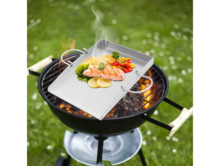 Plaque de gril avec poignées 2 spatules de gril, 338 ℉ Tolérance de la température pour barbecue en plein air Camping dîner familial barbecue dans le jardin