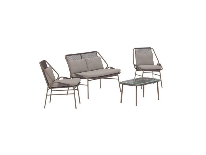 ebuy24 Gartenset, Zakynthos, Braun, Stahl, 45 x 80 x 42 cm, 4-teilig, Metall, Gartenmöbel, Gartengarnituren, Gartenmöbel-Sets