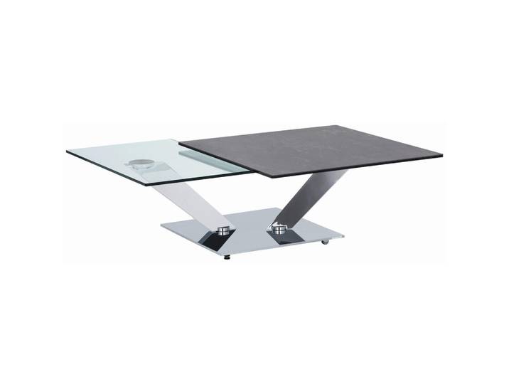 Naos Couchtisch Naos Calypso, Schwarz, Chrom, Transparent, Metall, Glas, Keramik, rechteckig, Wange, Bodenplatte, 84-106x40x84-129 cm, Wohnzimmer, Wohnzimmertische, Couchtische, Couchtische Glas