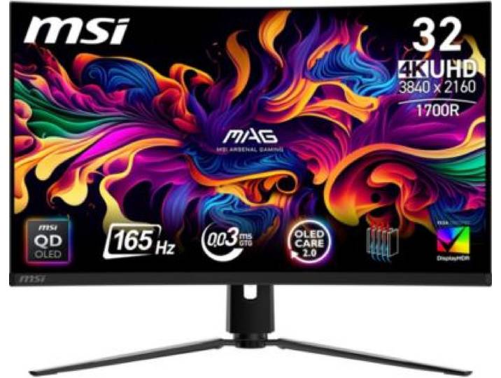 Msi - Ecran Pc Gamer Mag 321cup 32 Incurvé 4k 165hz Qd-Oled Hdr True Black 400 Hdmi 2.1 Usb-C 15w