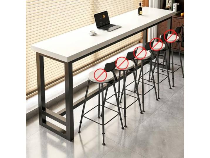 Bartisch Massivholz Schmaler Stehtisch mit Metallgestell für Küche Café Massivholzplatte mit stabilem Metallgestell, schmaler Bartisch für Küche, Café und Wohnzimmer, platzsparendes Design