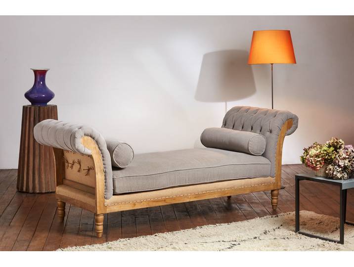 Banquette 2 places en lin et coton gris Montaigu